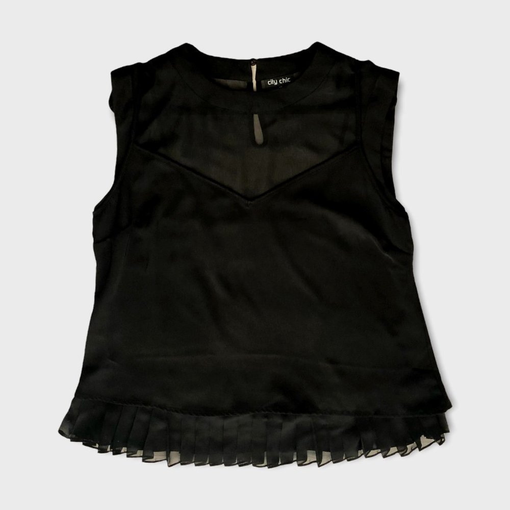 City Chic Plus Black Chiffon Double Layered Camisole brand size XS or size 14